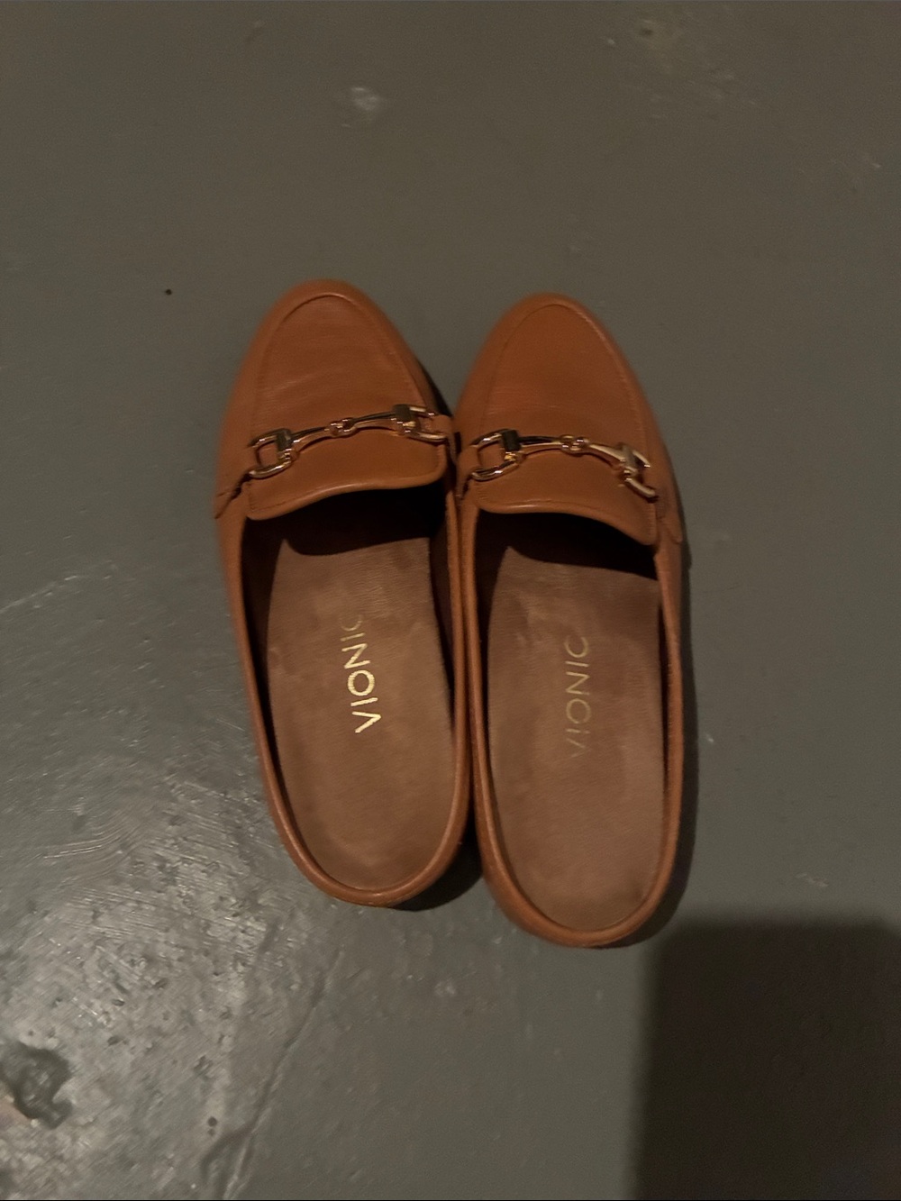 Vionic Women's Tan Leather Slip-On Loafers with Horsebit